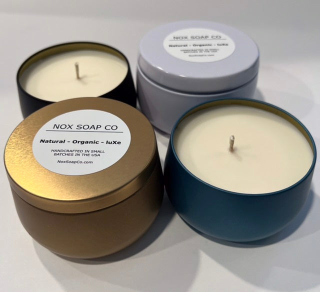 Elegant 8 oz Tin Candle in 4 Colors & Your Fav Scents